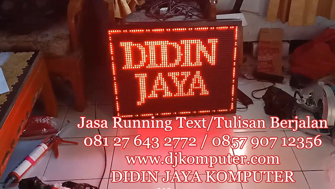 Running text selain untuk kepentingan umum juga diperlukan untuk tempat ibadah yaitu Gereja, khususnya di Gereja Jawi Wetan Ngancar Kediri. Kami berikan dengan sebaik-baiknya sehingga anda akan mendapatkan running text sesuai dengan keinginan.